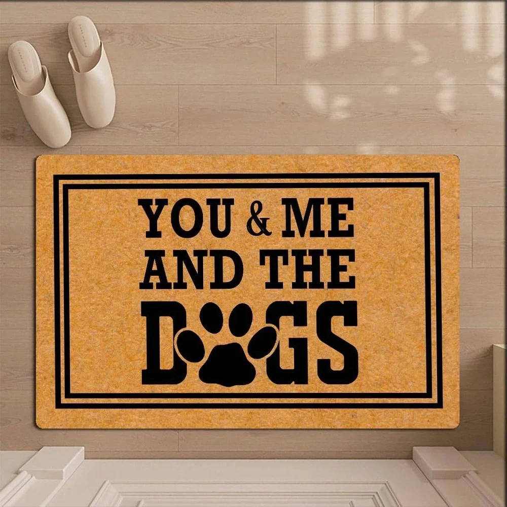 Welcome Doormat You and Me and the Dogs Paw Print Natural Fiber 23 x 15